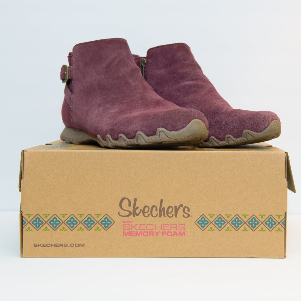 Skechers Bikers Lite Suede Ankle Boots - Size 10 Wide